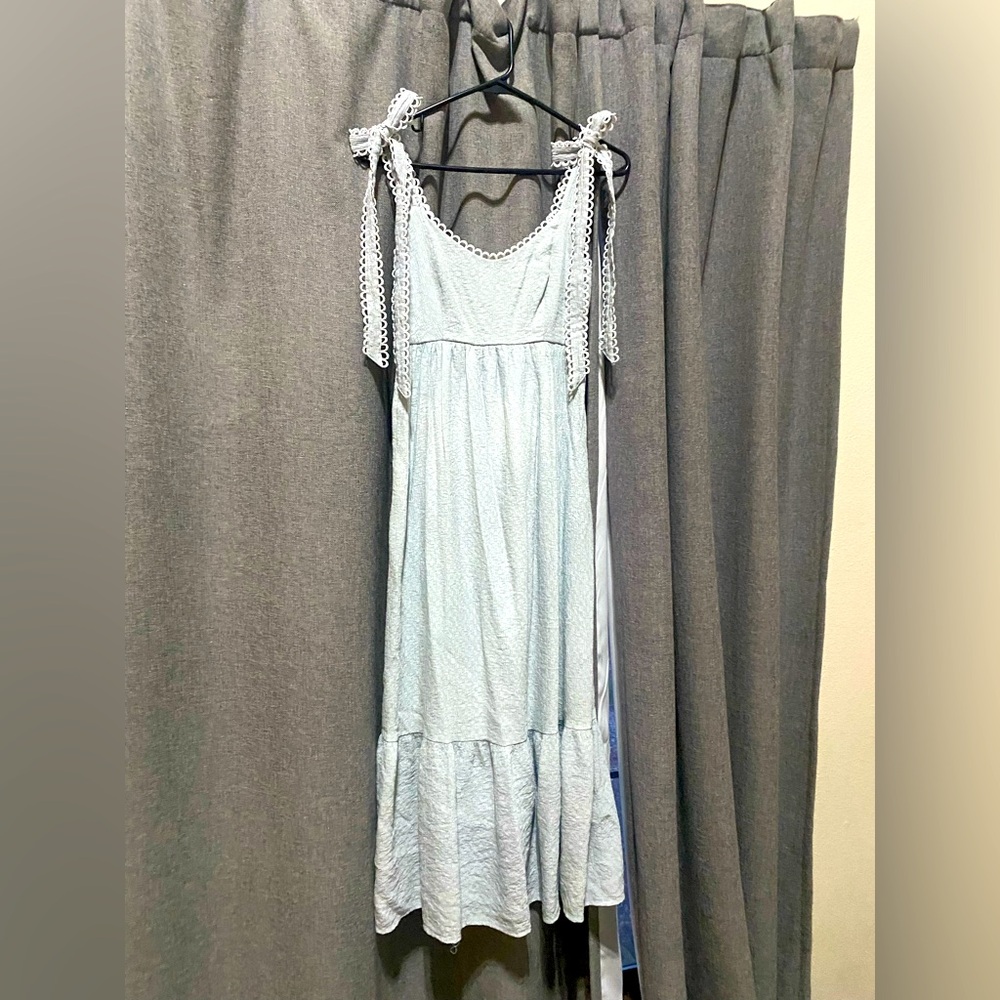 Gray/blue boutique tiered Sundress